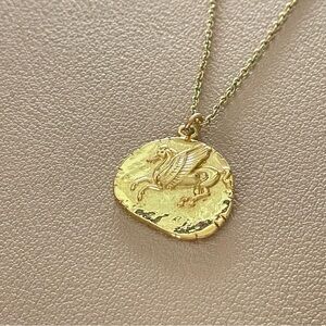 Gold Pegasus coin Ancient Greek necklace